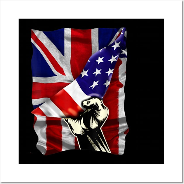 Half American Half British USA Flag United Kingdom Heritage Wall Art by SmilArt